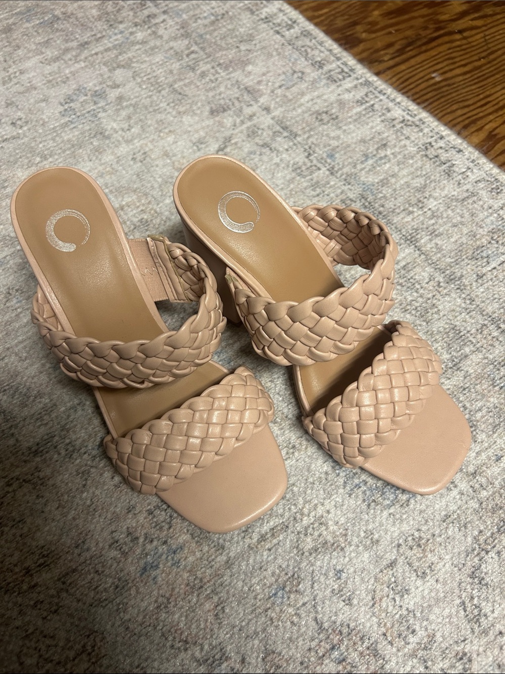 Source Unknown Blush Braided Double-Strap Slide Mules